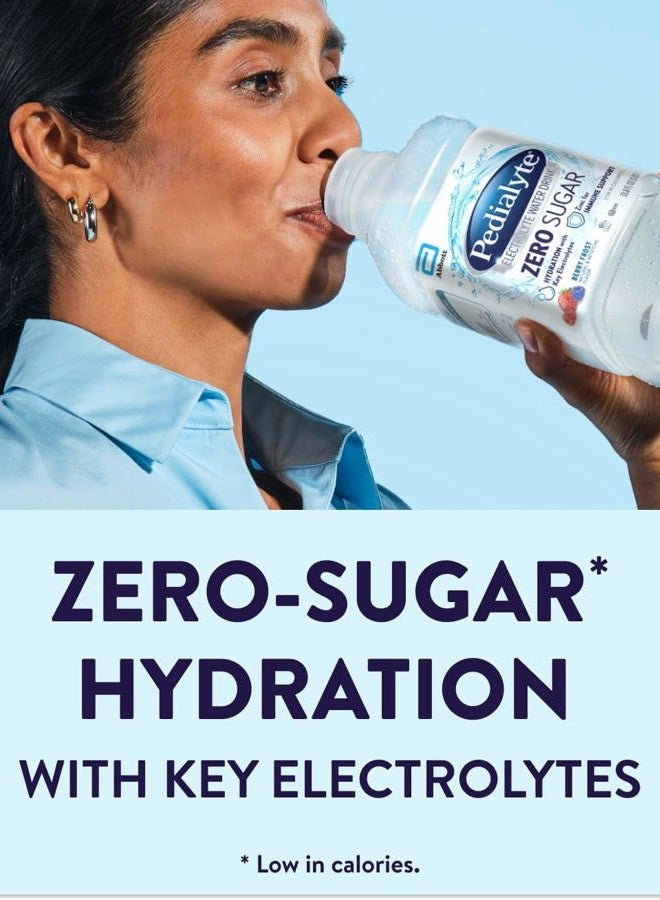 Pedialyte ماء إلكتروليتي مع صفر سكر | ترطيب مع إلكتروليتات رئيسية | ترطيب رائع منخفض السعرات الحرارية | توت مثلج، 1 لتر، عبوة من 4 - Image 3